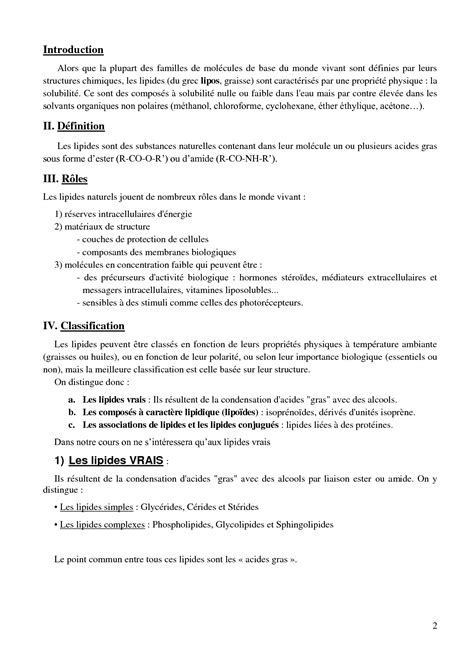 Solution Cours Biochimie Chapitre Les Lipides Studypool