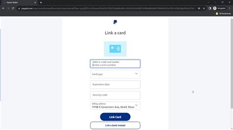 Paypal Add Payment Details Screenshot