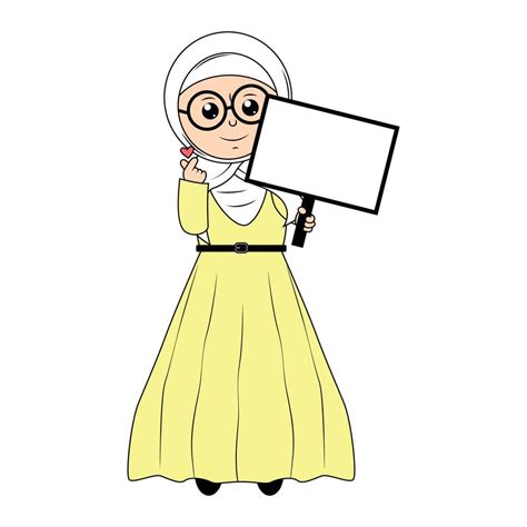 Cute Girl Hijab Cartoon Illustration 21894521 Vector Art At Vecteezy