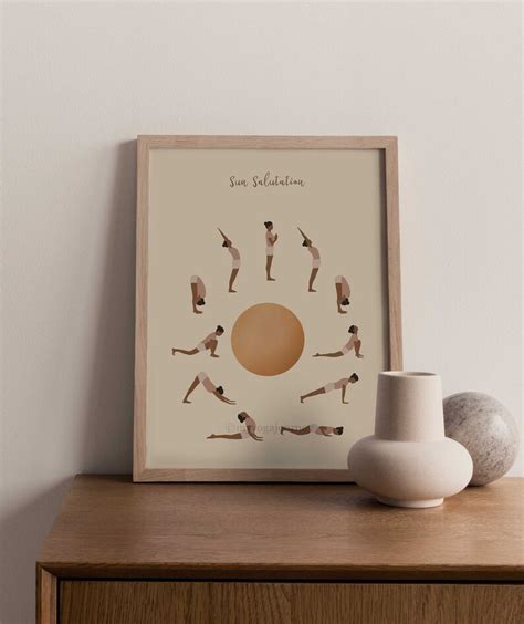 Yoga Poses Poster Sun Salutation Moon Salutation Surya Etsy UK