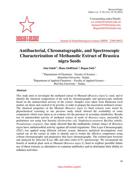 Pdf Antibacterial Chromatographic And Spectroscopic Characterization Of Methanolic Extract