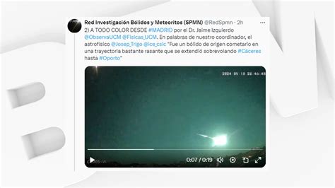 Meteor Fireball A Blue Light Appears In The Sky Between Spain And