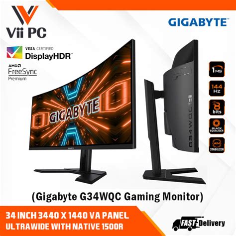 Gigabyte G34wqca G34wqc A 3‎4 1‎ms 1‎44hz Wqhd Curved 21 9 Ultrawide