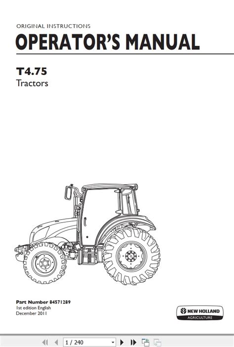 New Holand Tractor T Operator S Manual