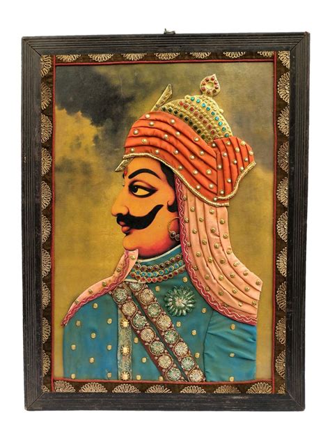 Vintage Indian King Maharana Pratap Handmade Cloth Work Photo Etsy