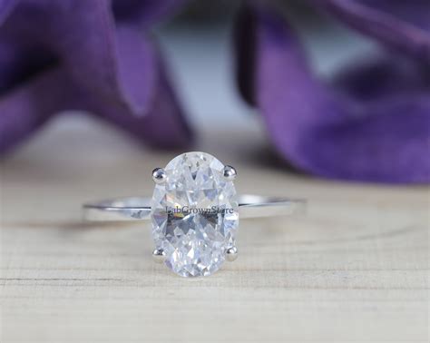 2 Ct Oval Cut Moissanite Solitaire Engagement Ring In Solid Etsy Uk