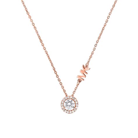 Michael Kors 14ct Rose Gold Plated Cz Mk Pendant Hsamuel