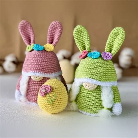 Easter Bunny Gnome And Eggs Amigurumi Pattern Amigurumi