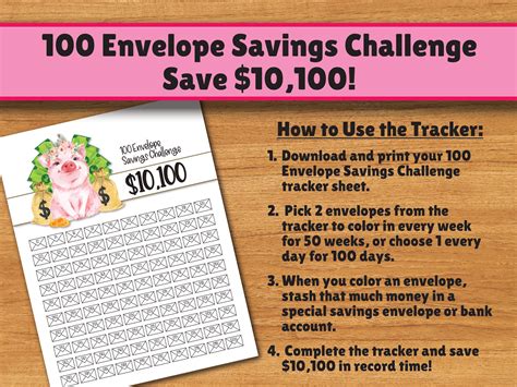 K Envelope Challenge Printable Savings Tracker Reach Your