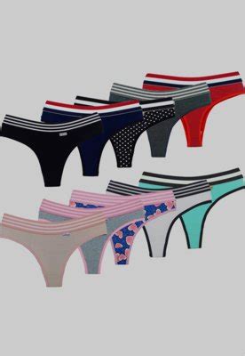 Kit 10 Tangas Fio Dental Listras Algodão Lingerie Compre Agora