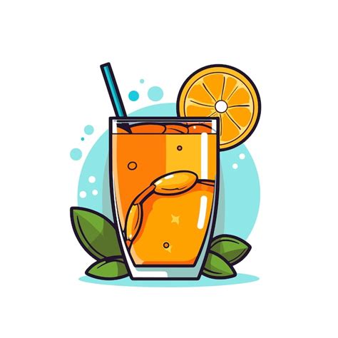 Premium Vector Cartoon Orange Juice Hd Contour Flat Color Cartoon