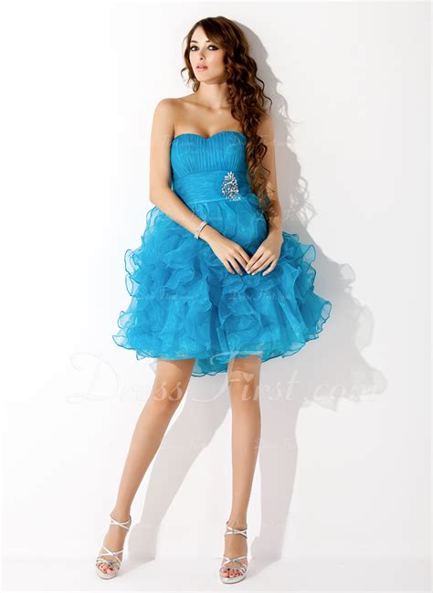 A Lineprincess Sweetheart Shortmini Organza Homecoming Dress With