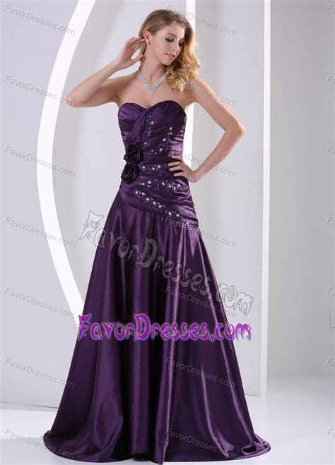 Eggplant Purple Princess Prom Dresses For Girls With Beading And Ruche