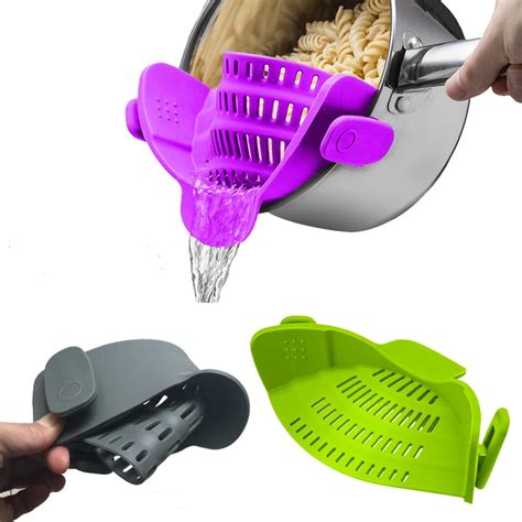 Coador De Cozinha Silicone Clipe Pan Dreno Rack Tigela Funil Arroz