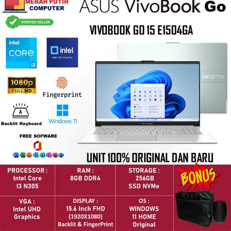 Jual Laptop Asus Vivobook Go 15 E1504ga Intel I3 N305 8gb 256gb 156