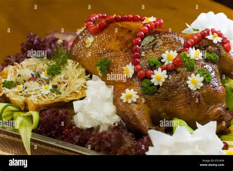 Dish with roast duck and vegetables Stock Photo - Alamy