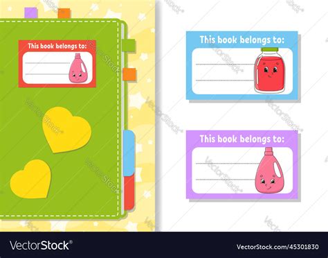 Book Label Stickers For Kids The Rectangular Vector Image