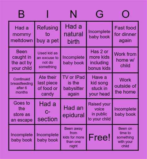 Mhh Game Night Bingo Card