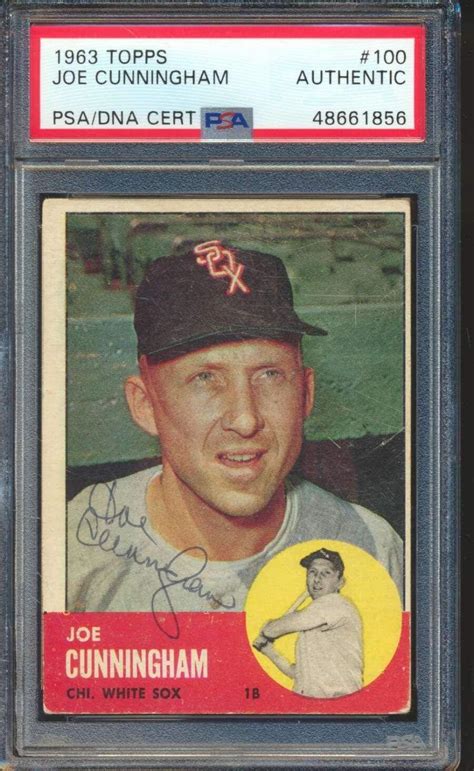 100 Joe Cunningham 1963 Topps Baseball Cards Common Graded Auto