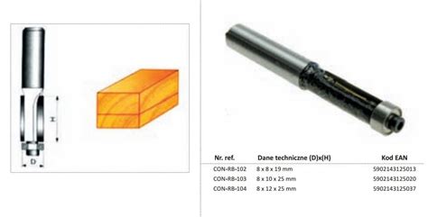 CONDOR FREZ DO DREWNA PROSTY Fi 8 x 19mm TRZPIEŃ 8mm Z ŁOŻYSKIEM DREL