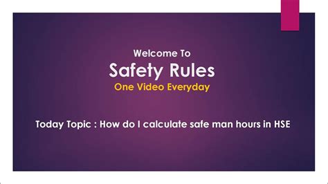 How Do I Calculate Safe Man Hours In Hse Youtube