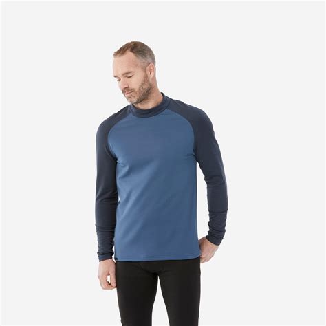 Mens Warm And Breathable Ski Base Layer Top BL 500 Grey Asphalt