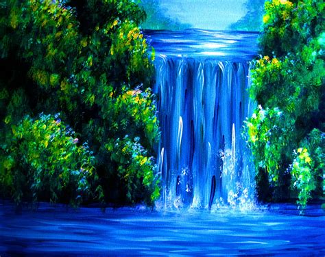 Simple Things To Paint On Canvas Easy Waterfall Paintings Night