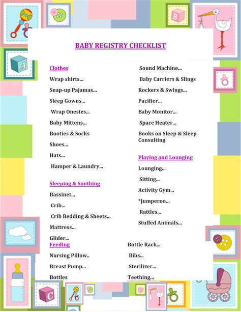 30 Baby Registry Checklists Newborn Baby Checklists Templatelab