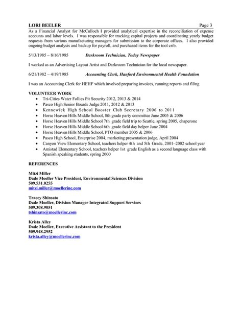 Resume Lori Beeler 6 2015 Port Ludlow Pdf Free Download