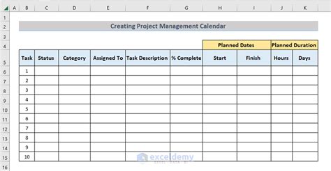 How to Create Project Management Calendar in Excel - ExcelDemy