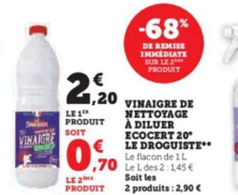 Promo Vinaigre De Nettoyage à Diluer écocert 20 Le Droguiste chez