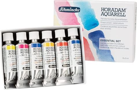 Schmincke Aquarellfarbe Horadam Aquarell Essential Set 6x5ml Warme Und Kalte Grundfarben