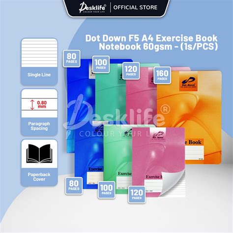 Desklife Dot Down F5 A4 Exercise Book Buku Nota Notebook 80 100 120 160