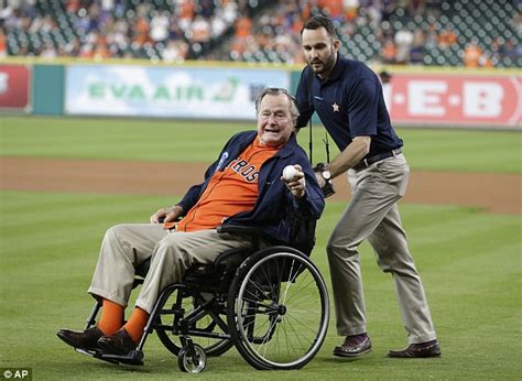 George Bush Sr Throws Out Ceremonial First Pitch At The Houston Astros