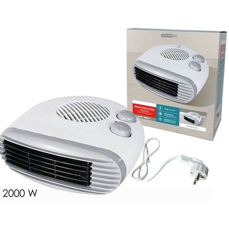 Termoventilatore Orizzontale Bianco Per Arredo Da Casa Bagno 1000 2000 W