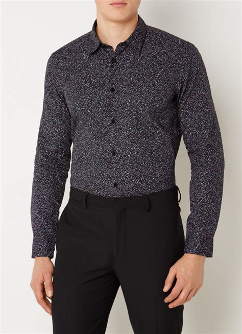 Hugo Boss Roger Regular Fit Overhemd Met Print • Zwart • De Bijenkorf