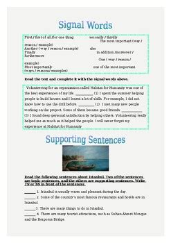 signal words and supporting sentences by Presley Green | TPT