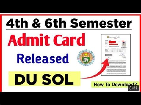 DU SOL 4th 6th Semester Admit Card Release 2023 DU SOL Admit Card