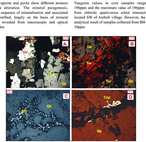 Photomicrograph Of Mineralised Quartz Tourmaline Vein Showing A B Download Scientific Diagram