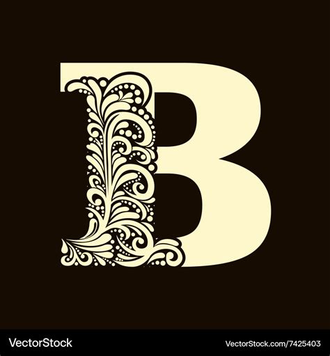 Elegant Capital Letter B In The Style Baroque Vector Image