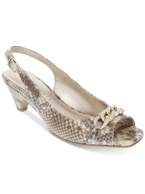 Karen Scott Womens Beige Chain Link Embellishment Amber Square Toe