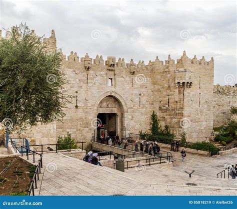 Damascus Gate Shechem Gate In Jerusalem Editorial Stock Image Image