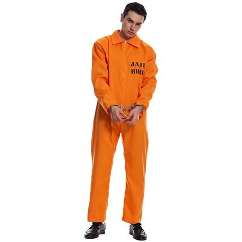 Men S Jumpsuits Orange Prisoner Costume Adult Halloween Outfits