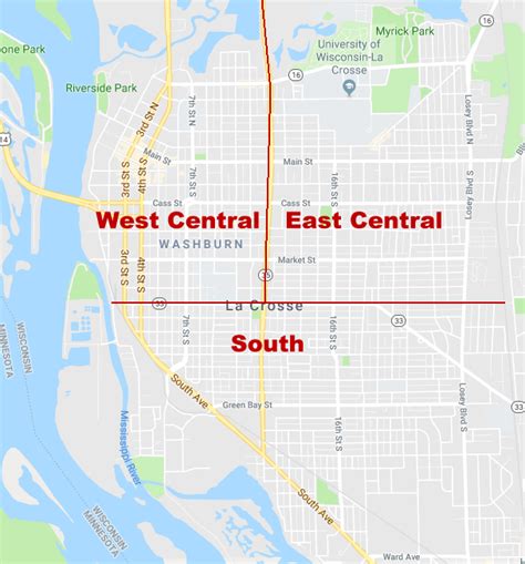 La Crosse Map Sections – Student Rentals La Crosse