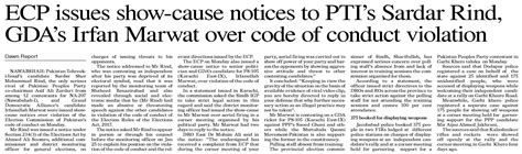 Dawn Epaper Jan Ecp Issues Show Cause Notices To Pti S