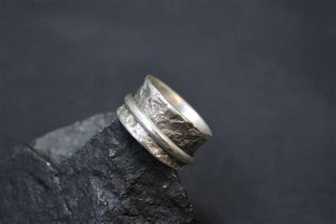 Unique Handmade Wide Sterling Silver Spinner Ring Sterling Spin Ring