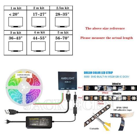 Computer Monitor LED Strip Backlight Light 5V WS2812B USB 5050 RGB