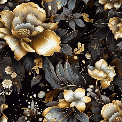 Premium Photo There Is A Black And Gold Floral Background With Gold