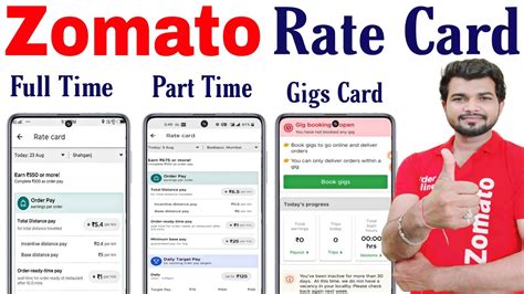 Zomato Gigs Rate Card Details Vs Zomato Full Part Time Rate Card