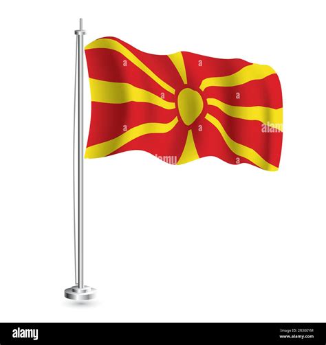 North Macedonia Flag Isolated Realistic Wave Flag Of North Macedonia